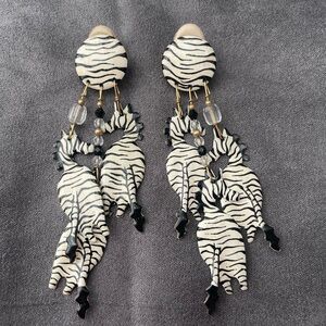 Zebra Earrings ( clip ons )